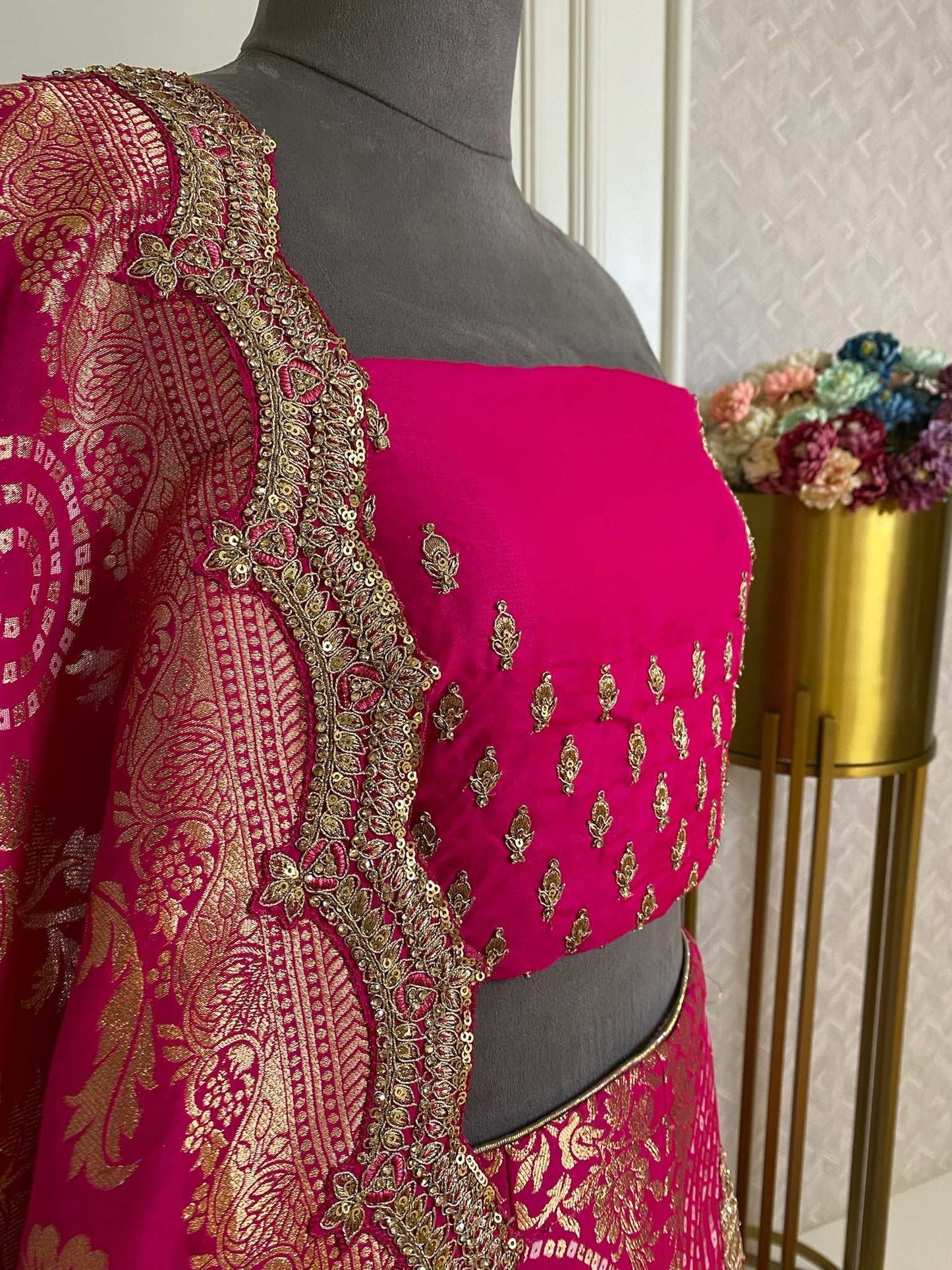 Magenta banarsi lehenga