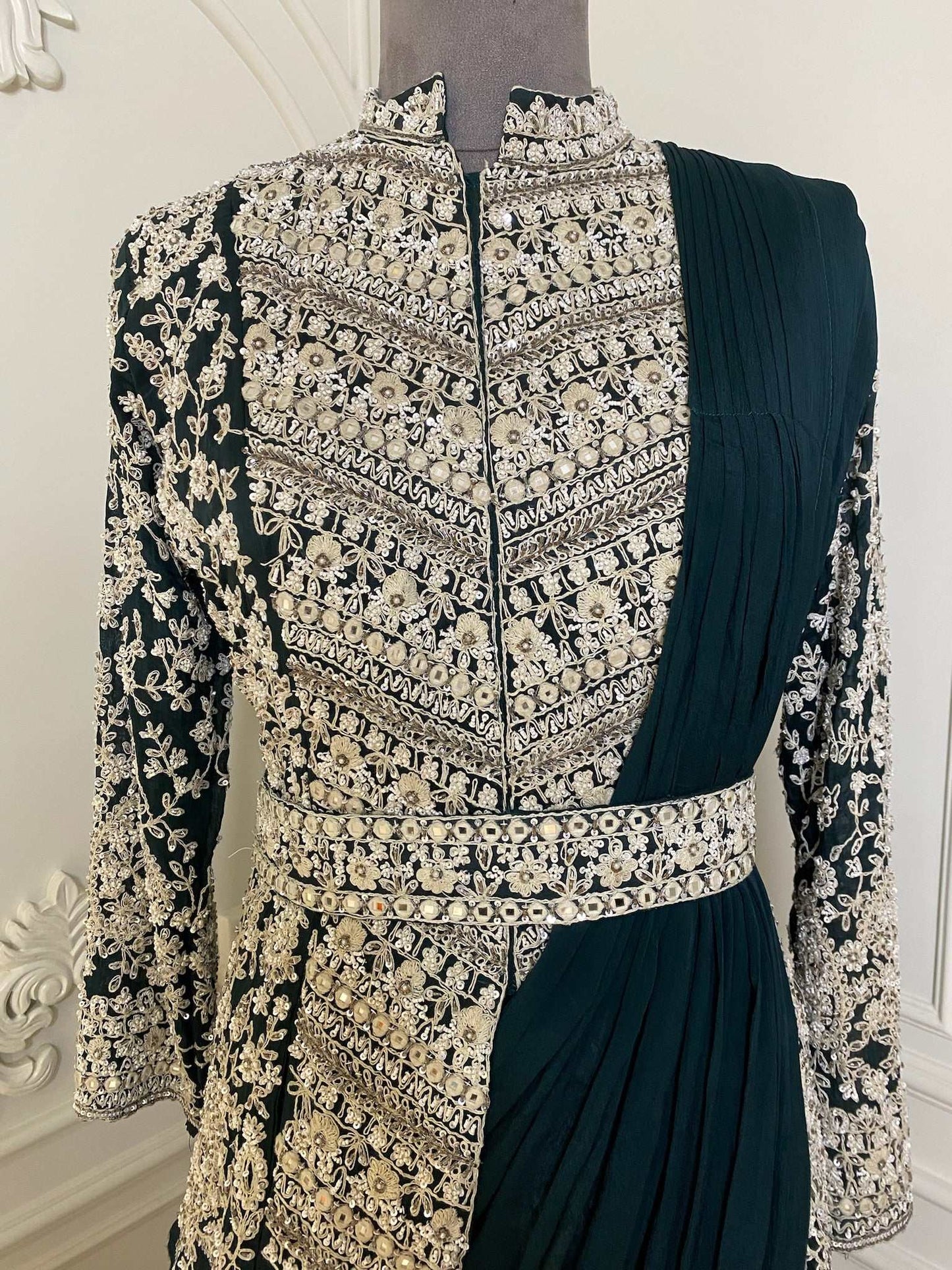 MIDNIGHT STAR DARK BLUE DRESS WITH SEQUINS, SALI, THREAD WORK, CUT DANA