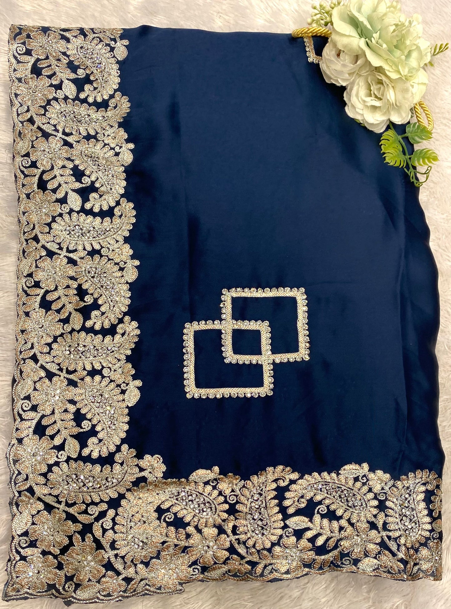 Silver zari saree