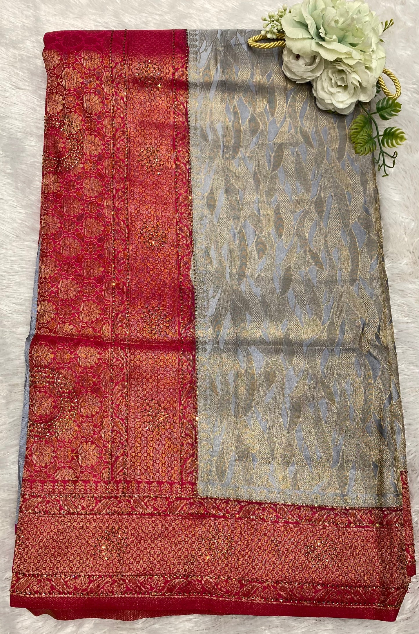 Soft silk saree with contrast border