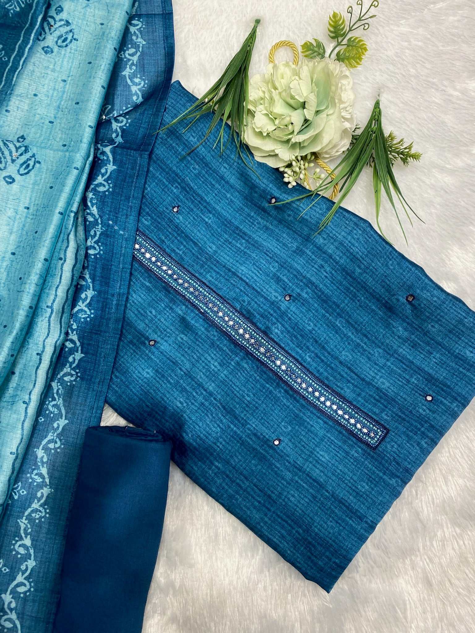 Denim Blue Chanderi Suit