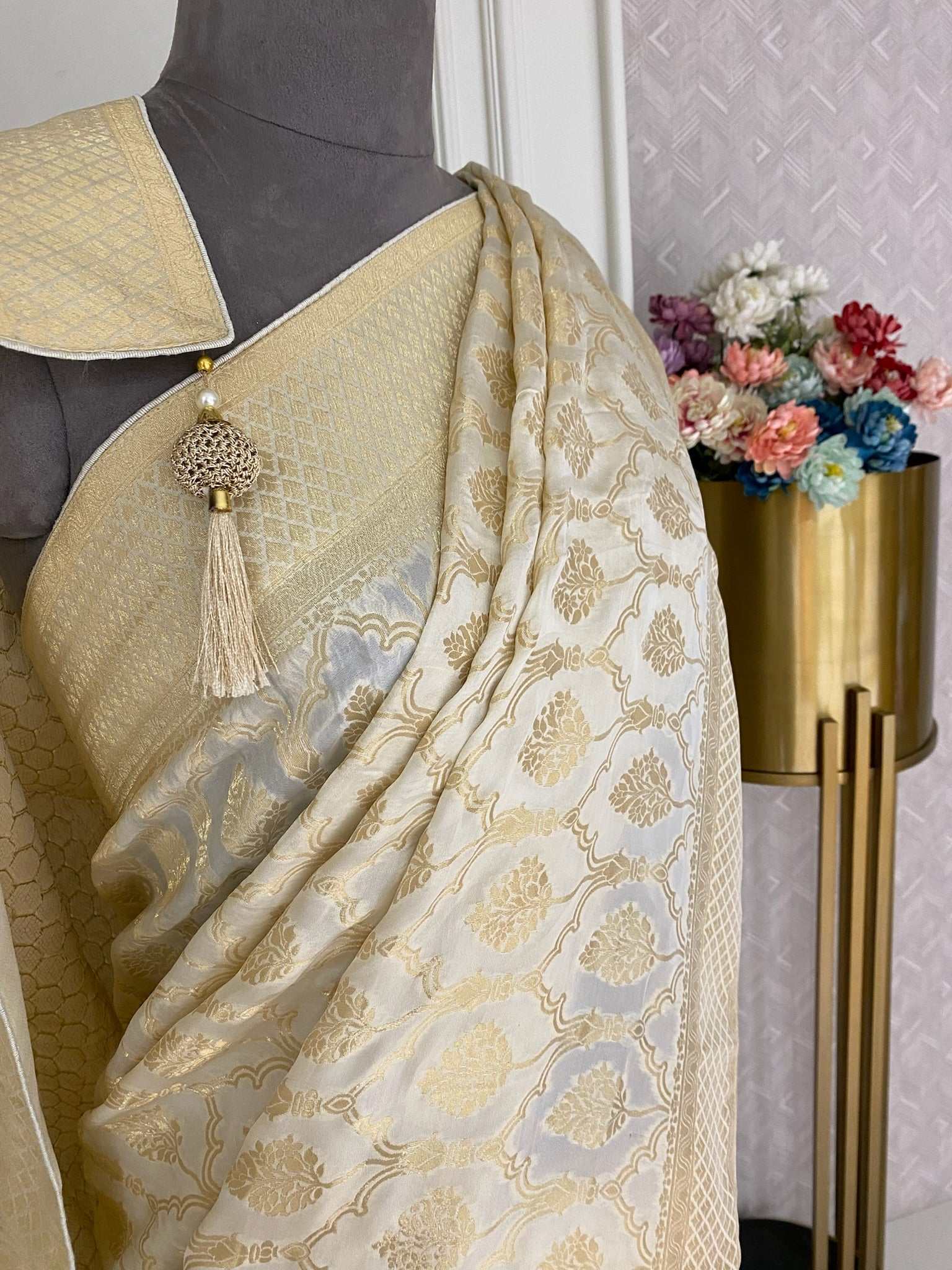 Beige Soft Silk Saree