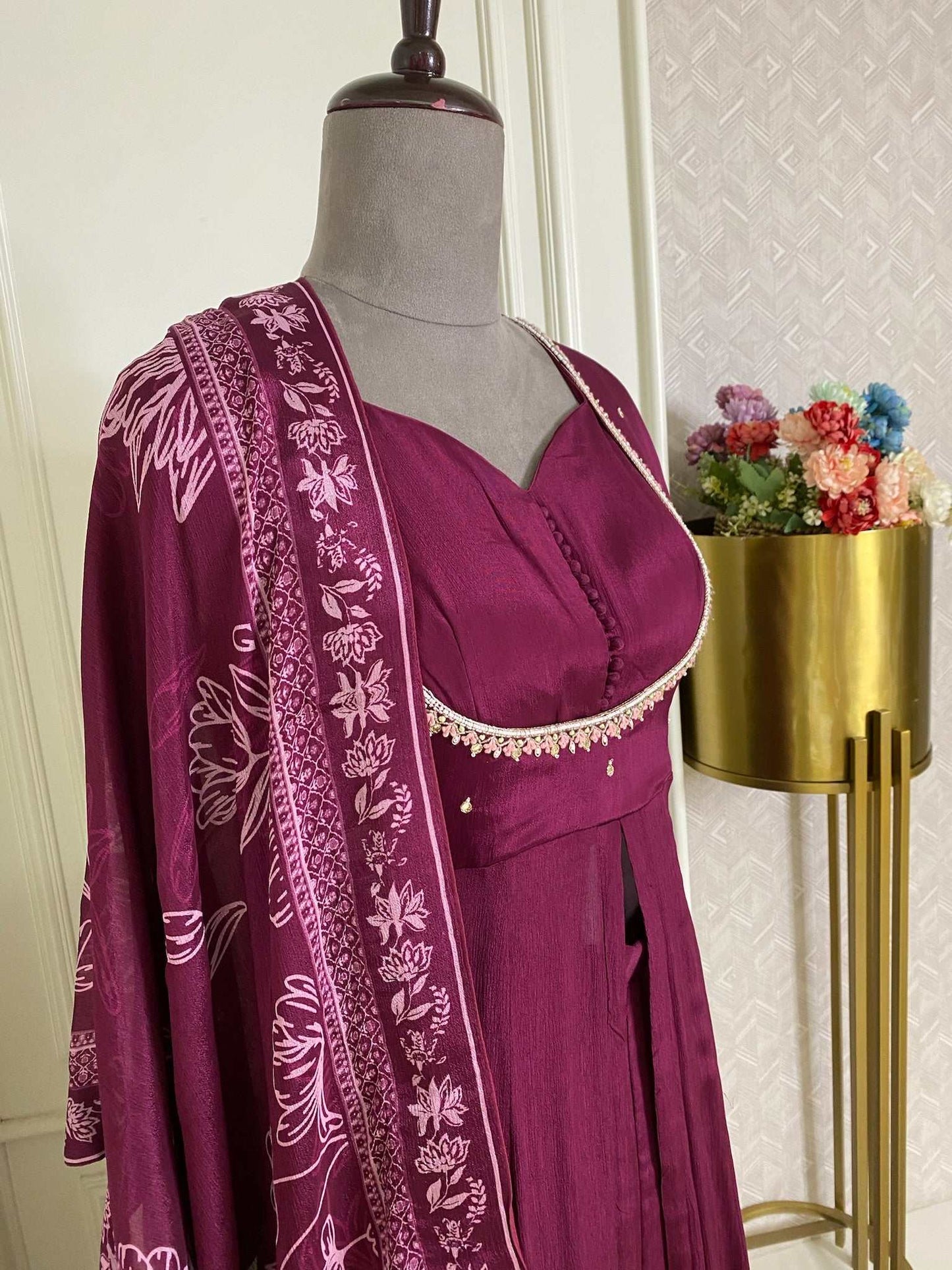 Pure crepe ready made suit
