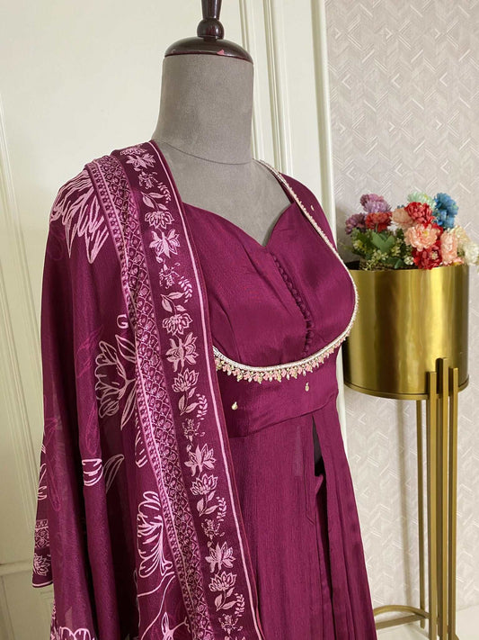 Pure crepe ready made suit