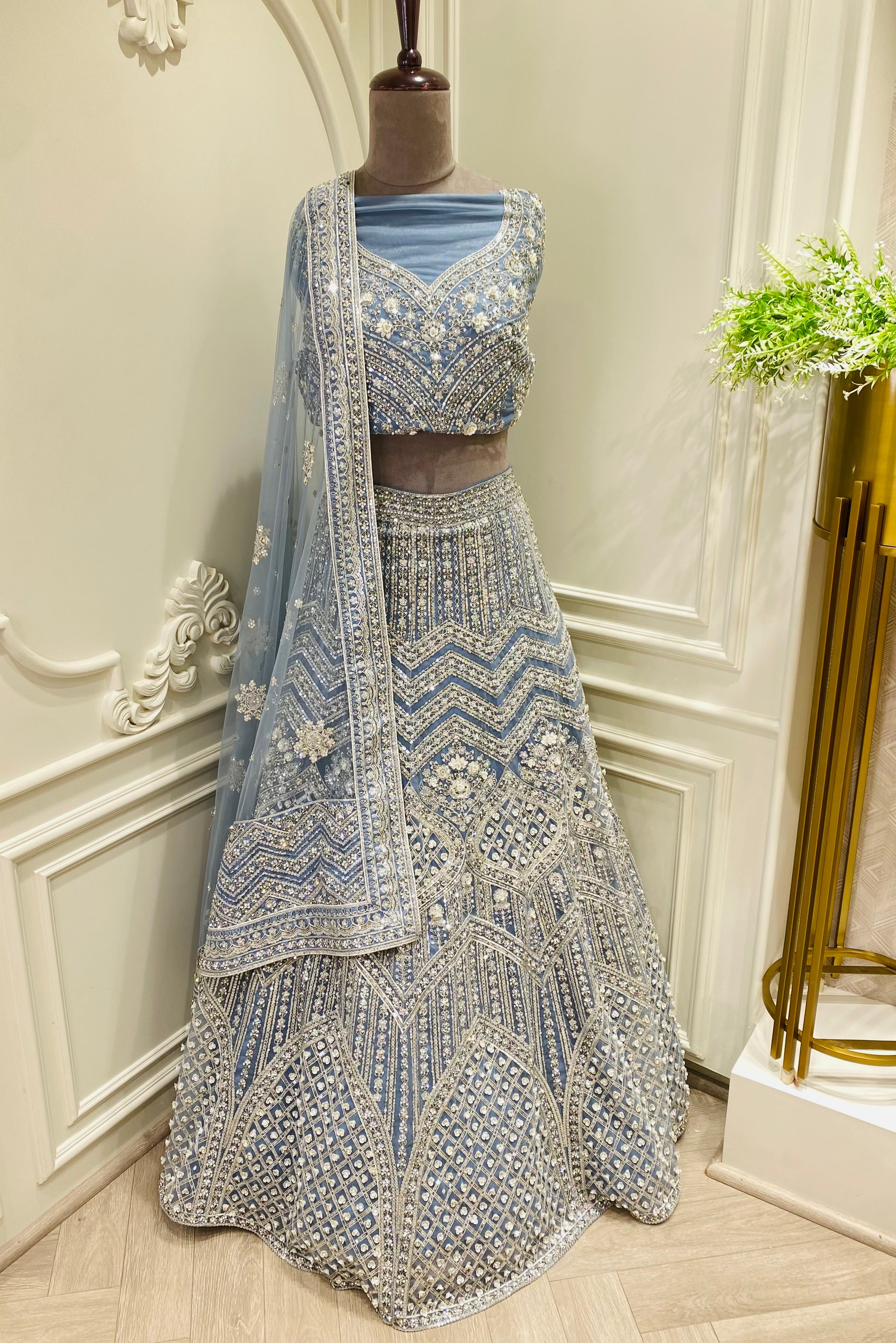 Net fabric Hand work lehenga