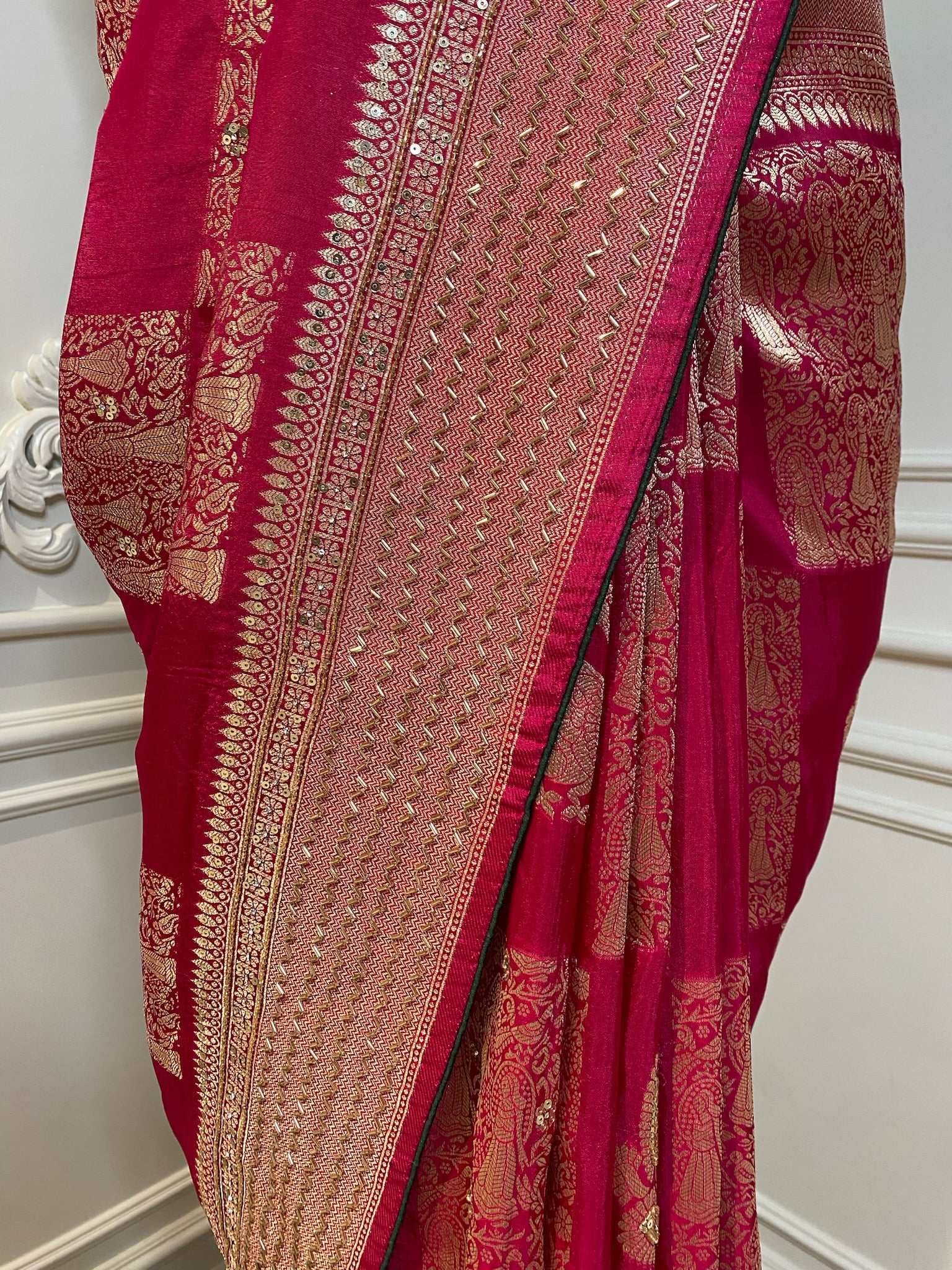 Hot pink bridal saree