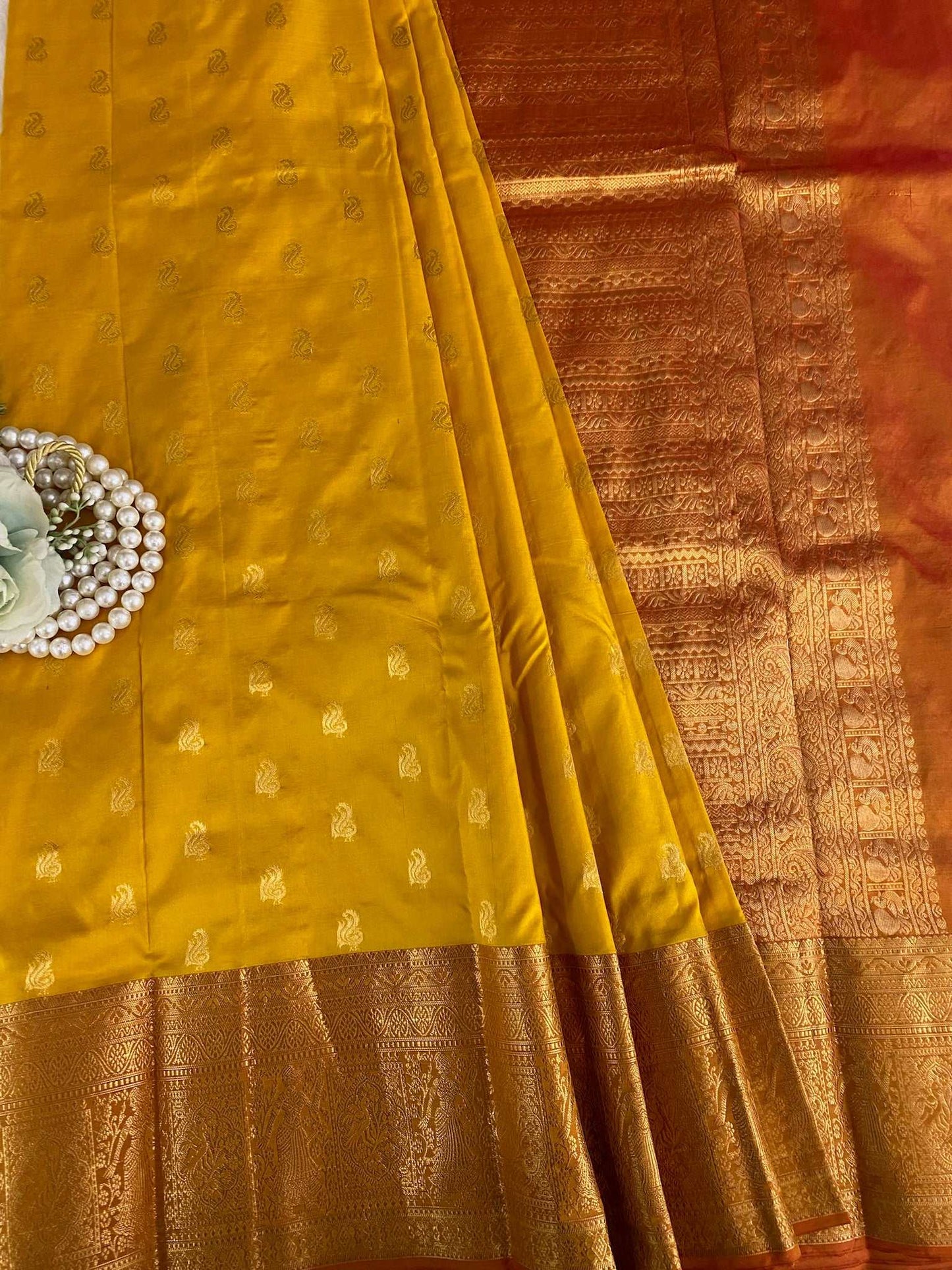 Mustard Zariwork Pure Silk Saree