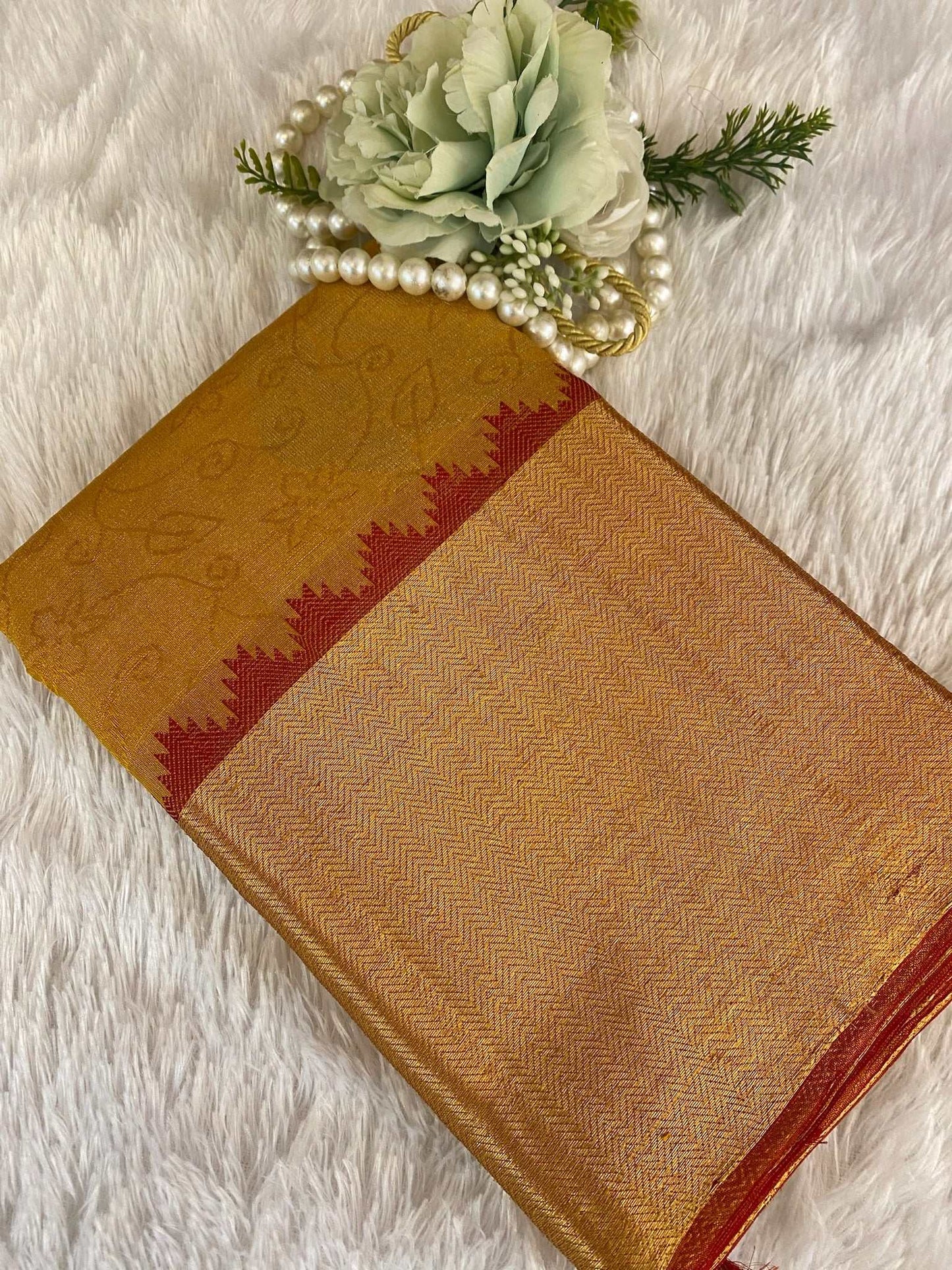 Mustard Zariwork Pure Silk Saree