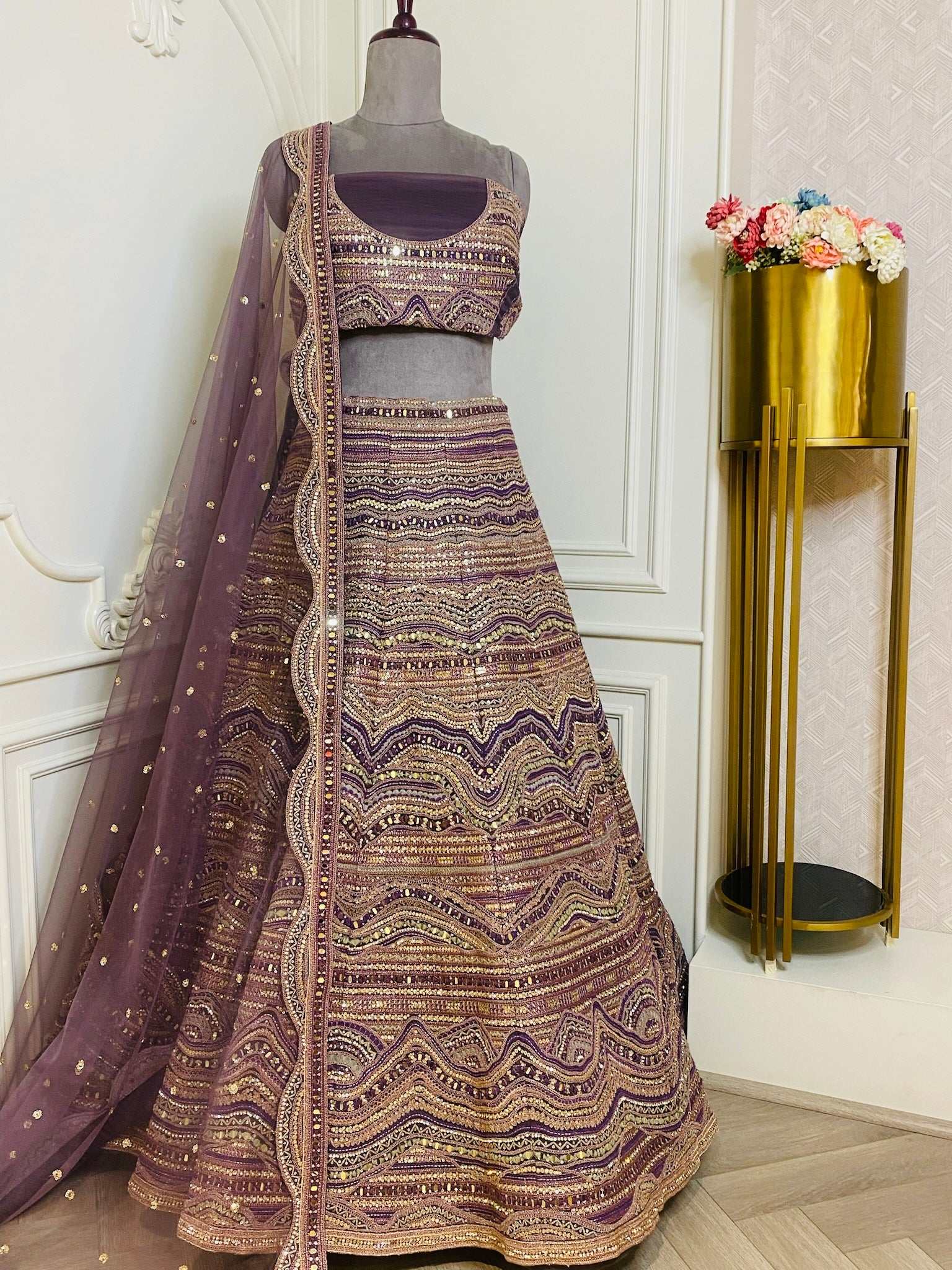 Mirror And Zari Work Lehenga