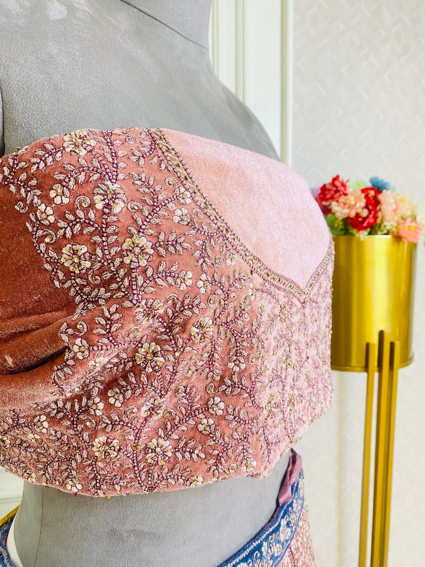 Lilac pink Multicolour Thread Work Lehenga