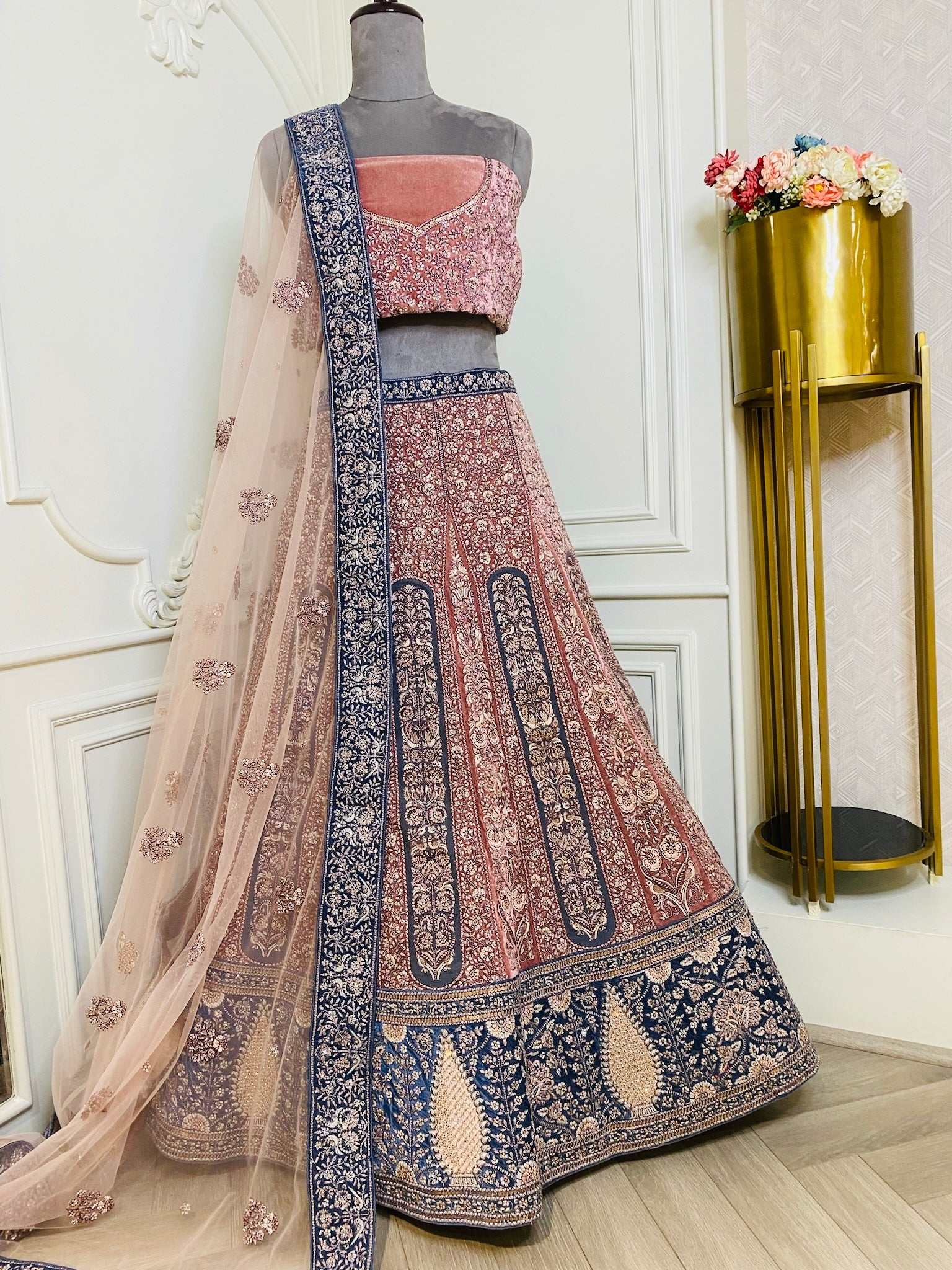 Lilac pink Multicolour Thread Work Lehenga