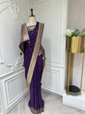 Royal Banarasi Silk Saree with Rich Gold Zari Border & Tassels