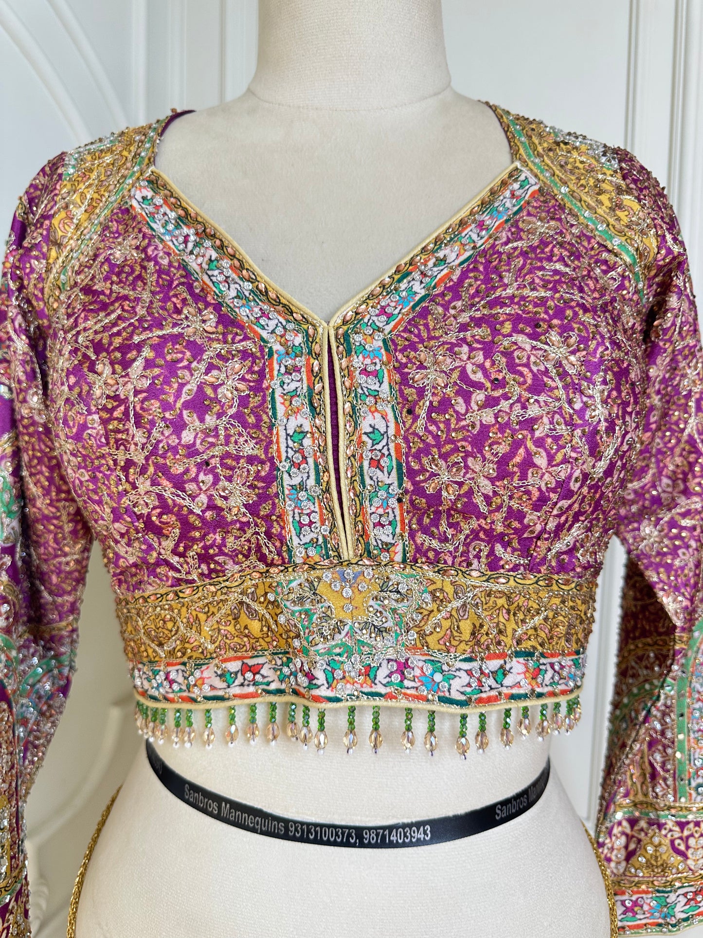Magenta Pink Designer Patchwork Saree with Mirror Work & Embroidered Border