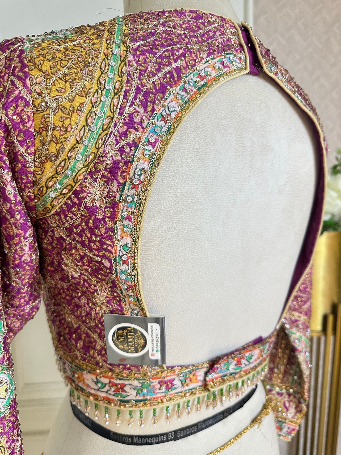 Magenta Pink Designer Patchwork Saree with Mirror Work & Embroidered Border