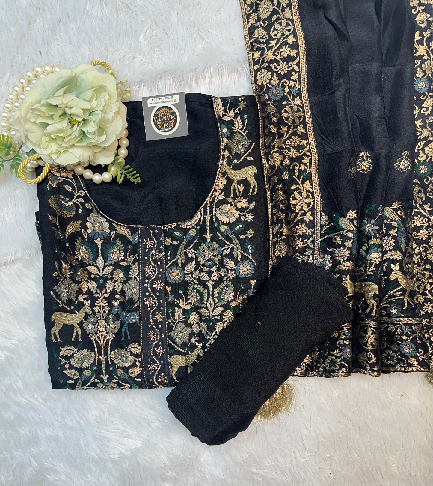 Black Embroidered Designer Suit Set