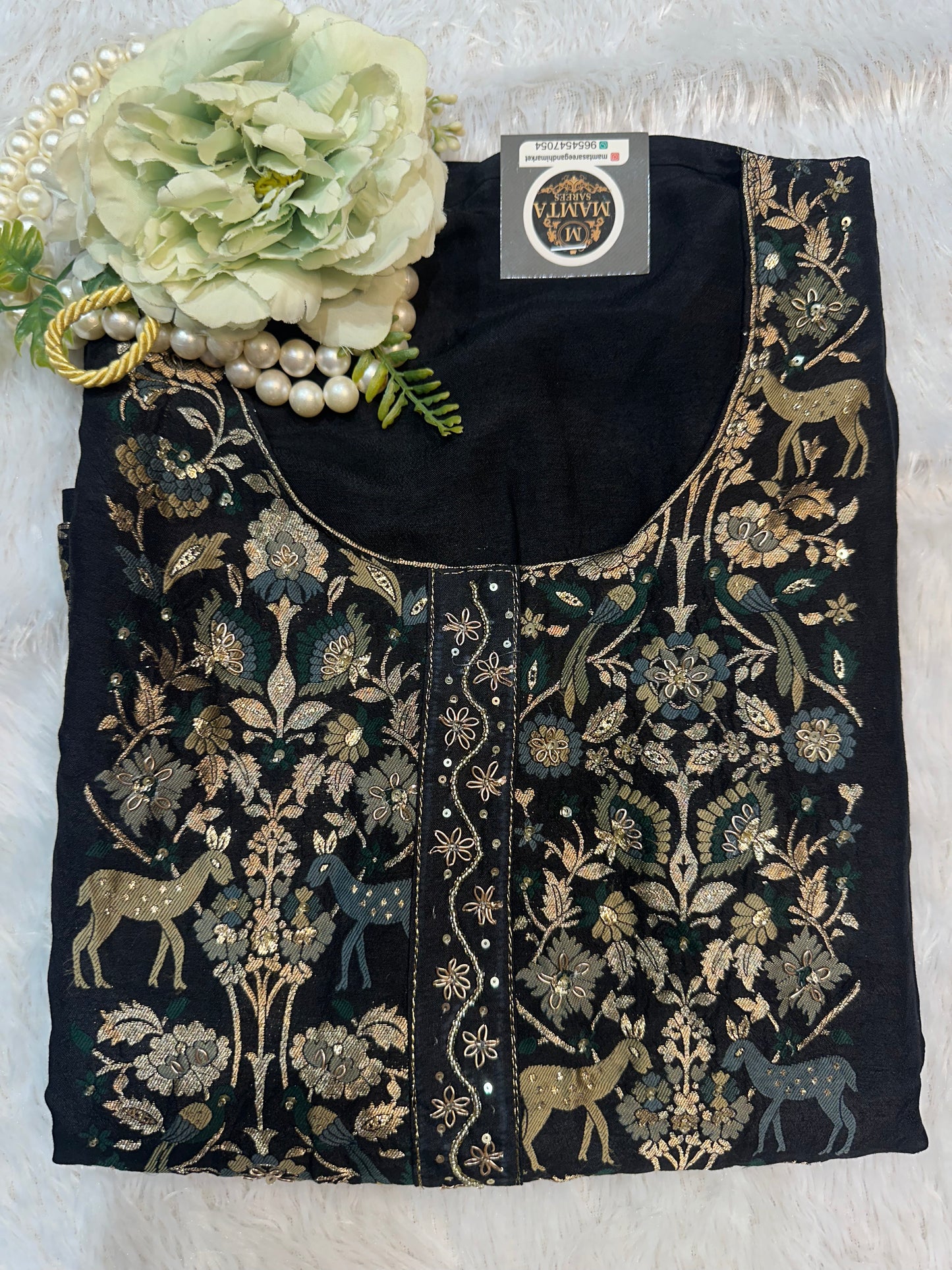 Black Embroidered Designer Suit Set