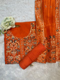 Rust Orange Embroidered Designer Suit Set