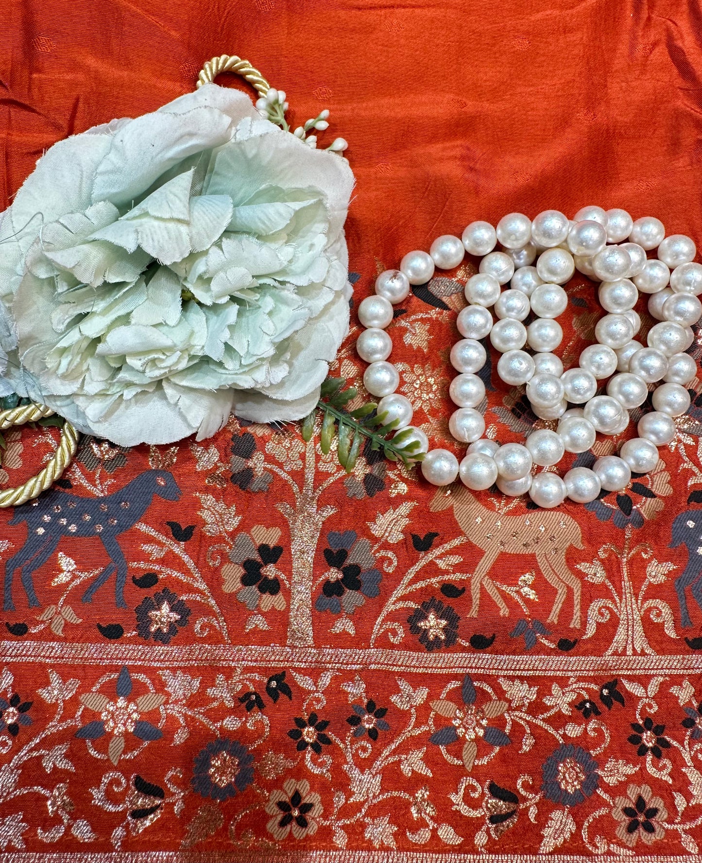 Rust Orange Embroidered Designer Suit Set