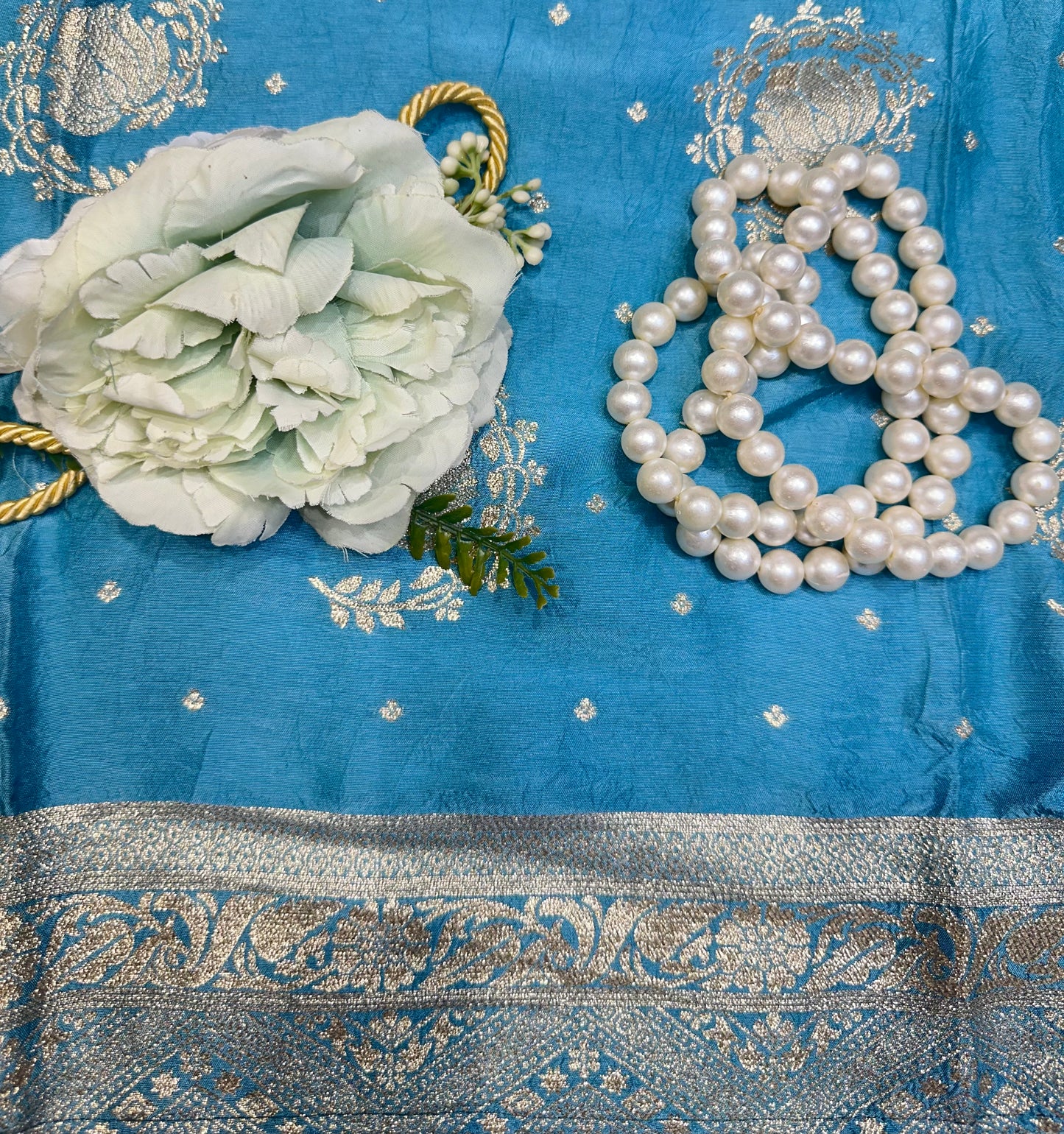 Sky Blue Embroidered Designer Suit Set