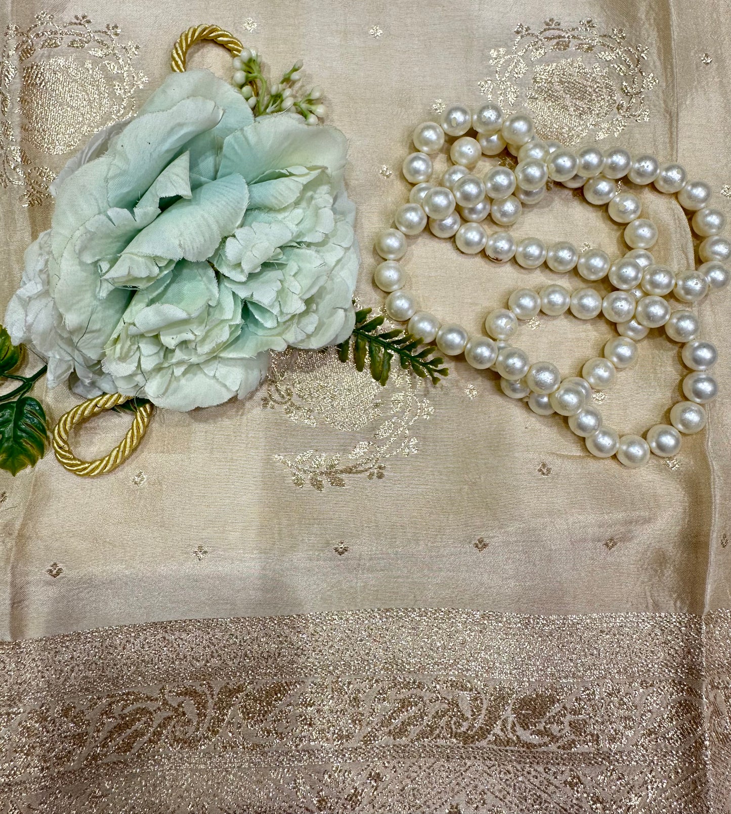 Golden Beige Embroidered Designer Suit Set