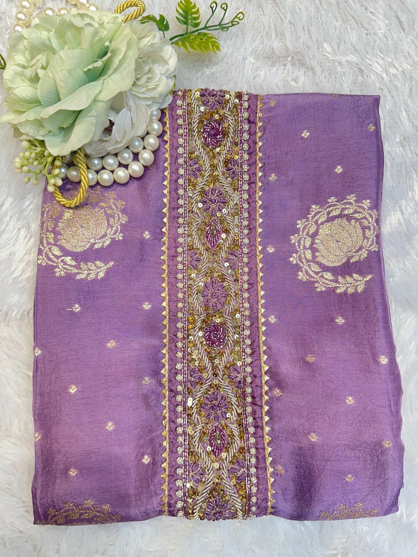 Lavender Embroidered Designer Suit Set