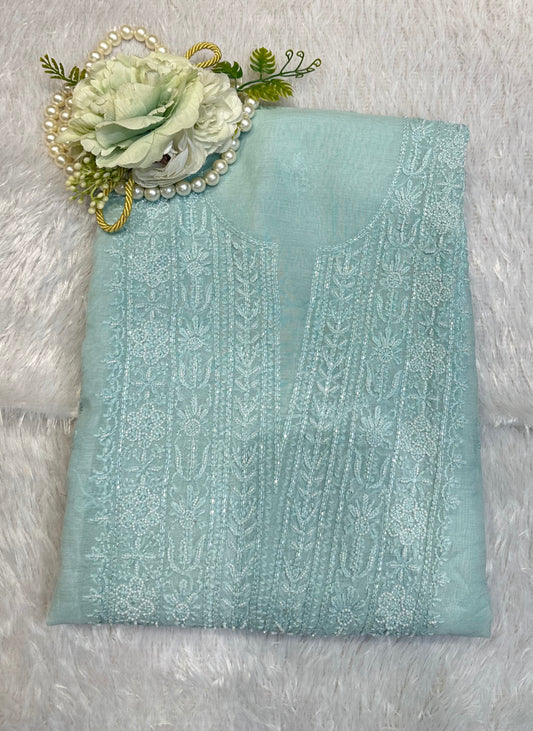 Sky Blue Chikankari Embroidered Suit Set