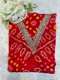 Red Bandhani Embroidered Suit Set