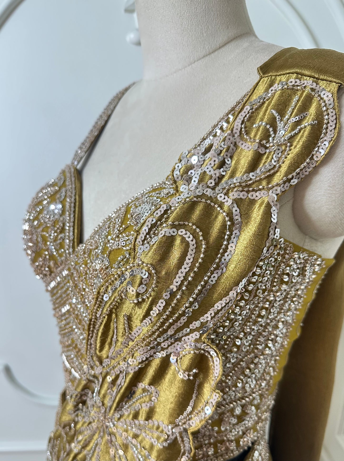 Olive Gold Designer Saree Set