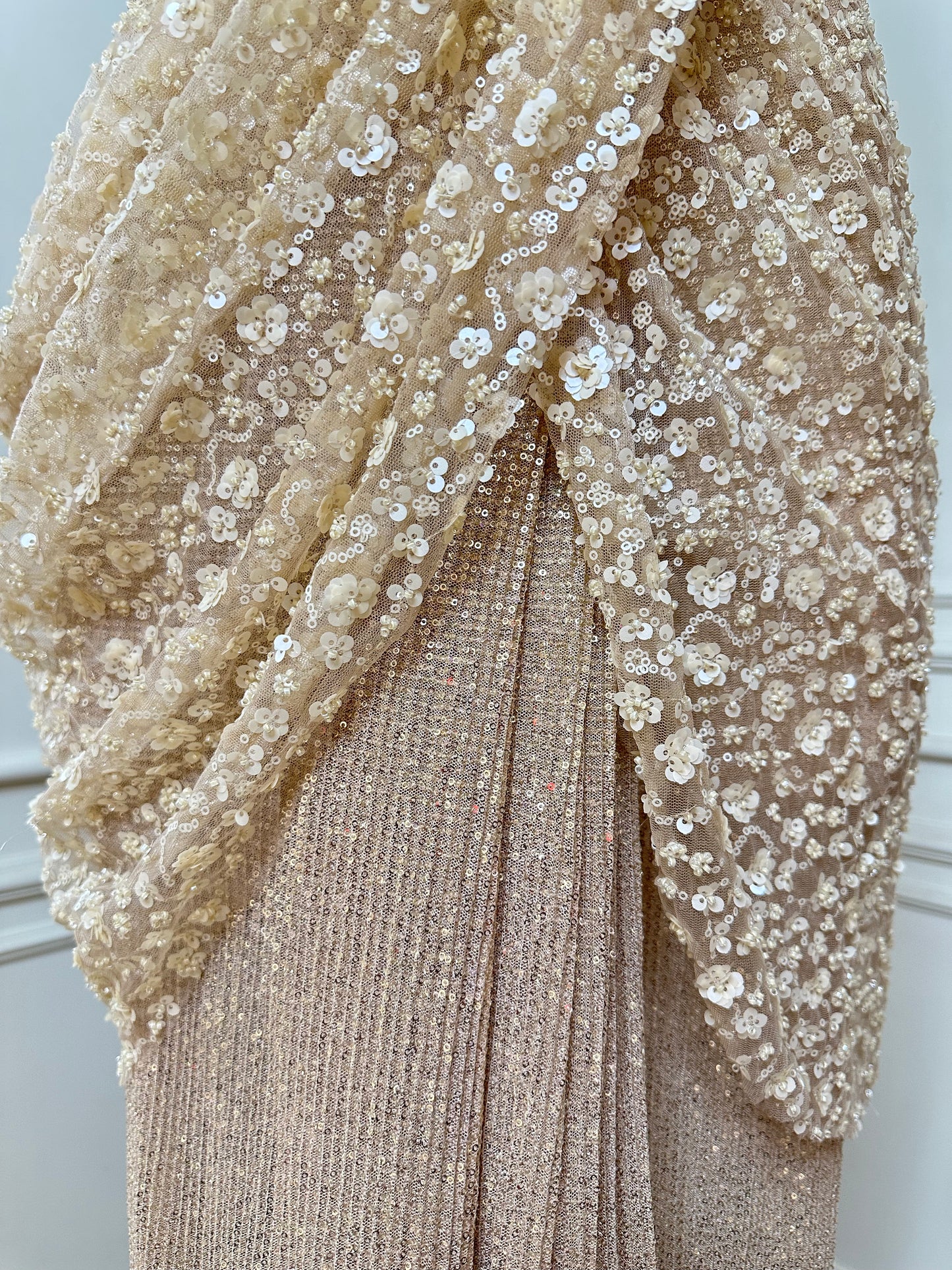 Champagne Gold Designer Saree Set