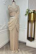 Champagne Gold Designer Saree Set