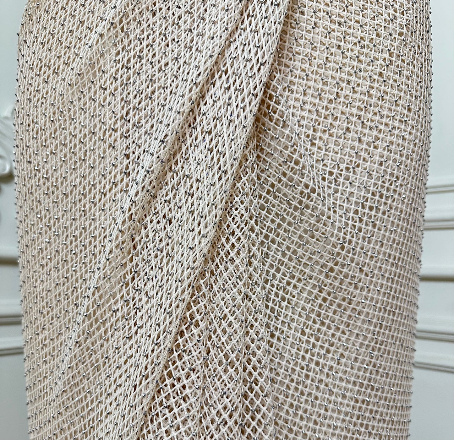 Ivory Designer Net Saree with Hand Embellished Blouse