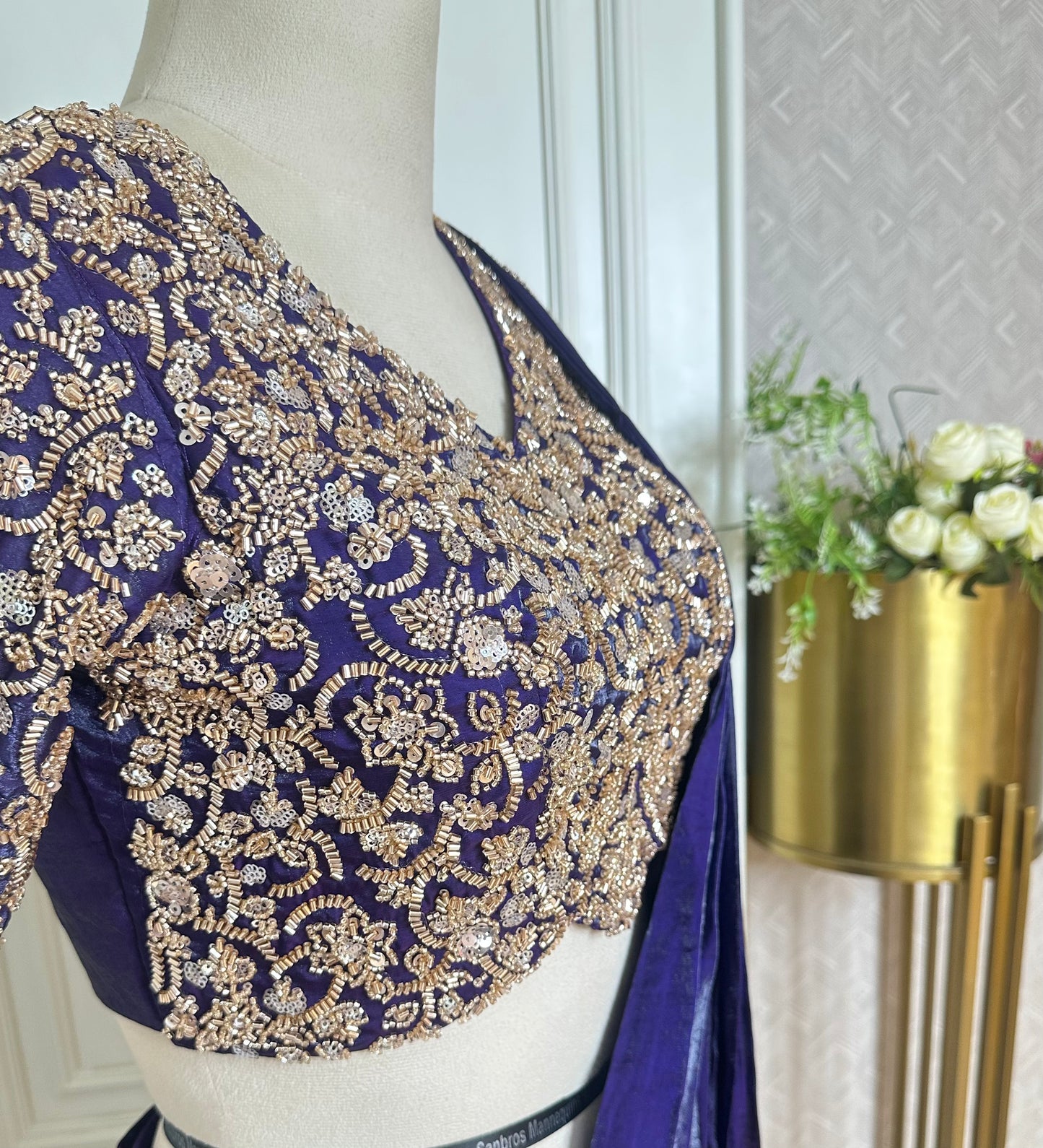 Royal Purple Designer Saree with Heavy Gold Embroidered Border