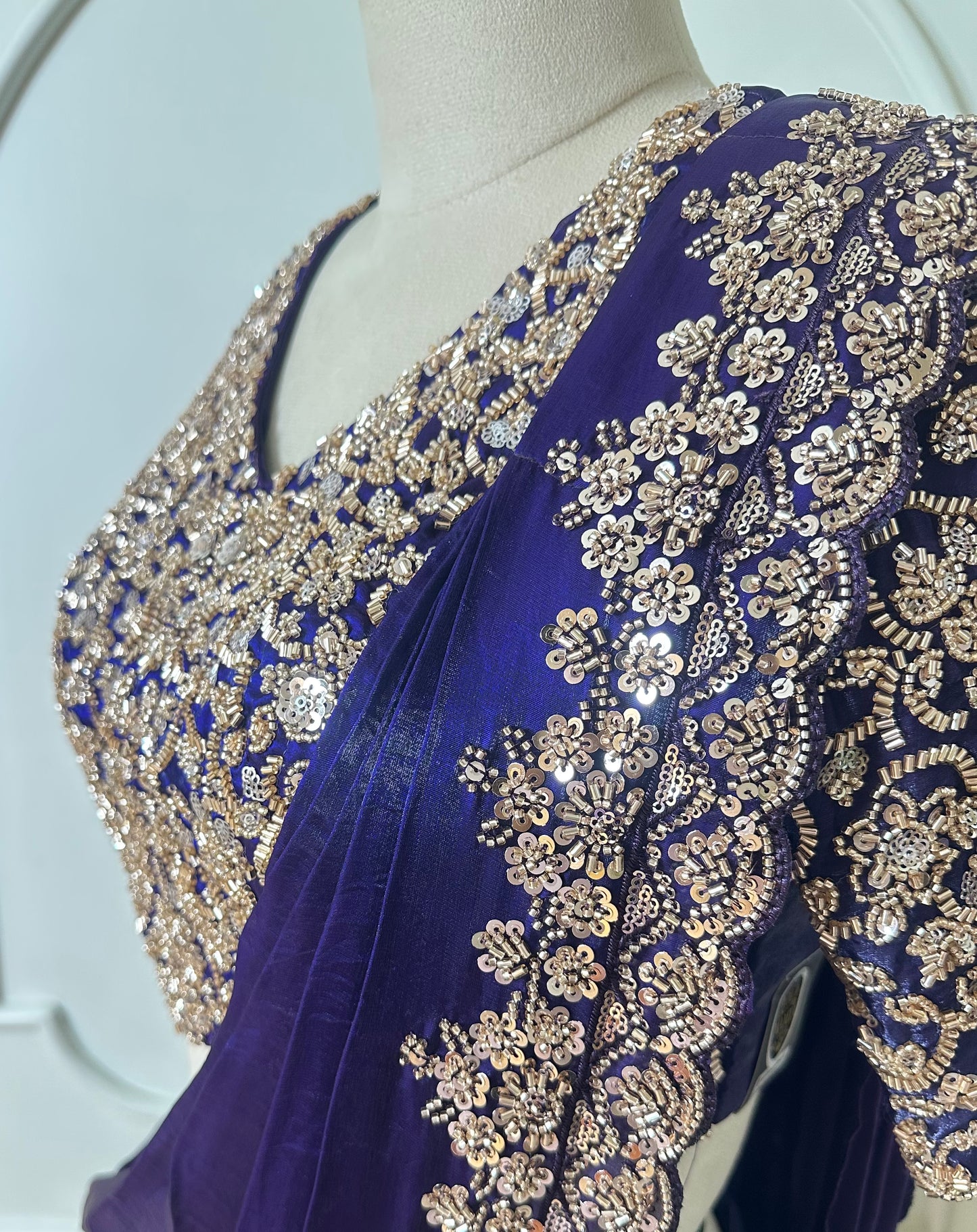 Royal Purple Designer Saree with Heavy Gold Embroidered Border