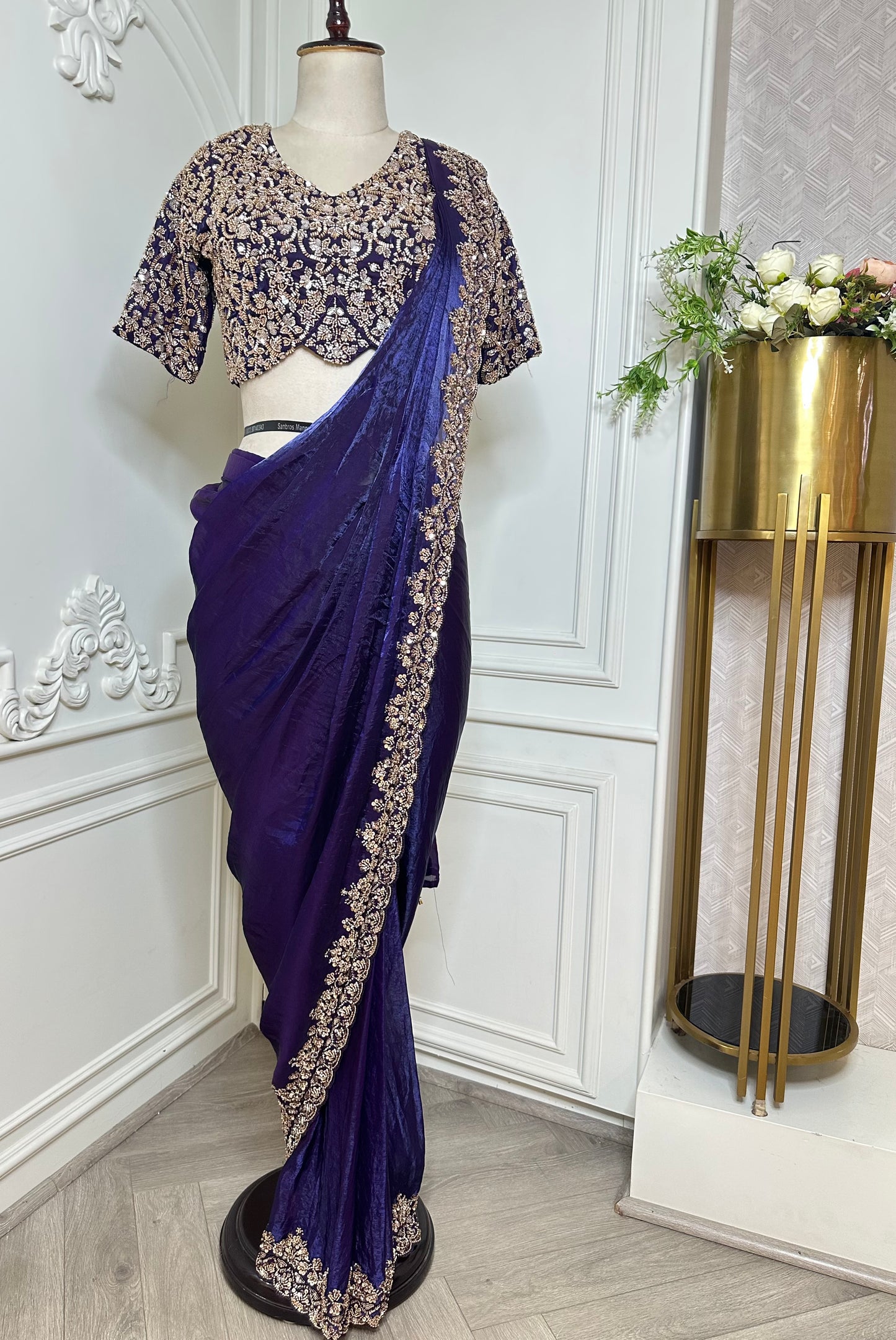 Royal Purple Designer Saree with Heavy Gold Embroidered Border