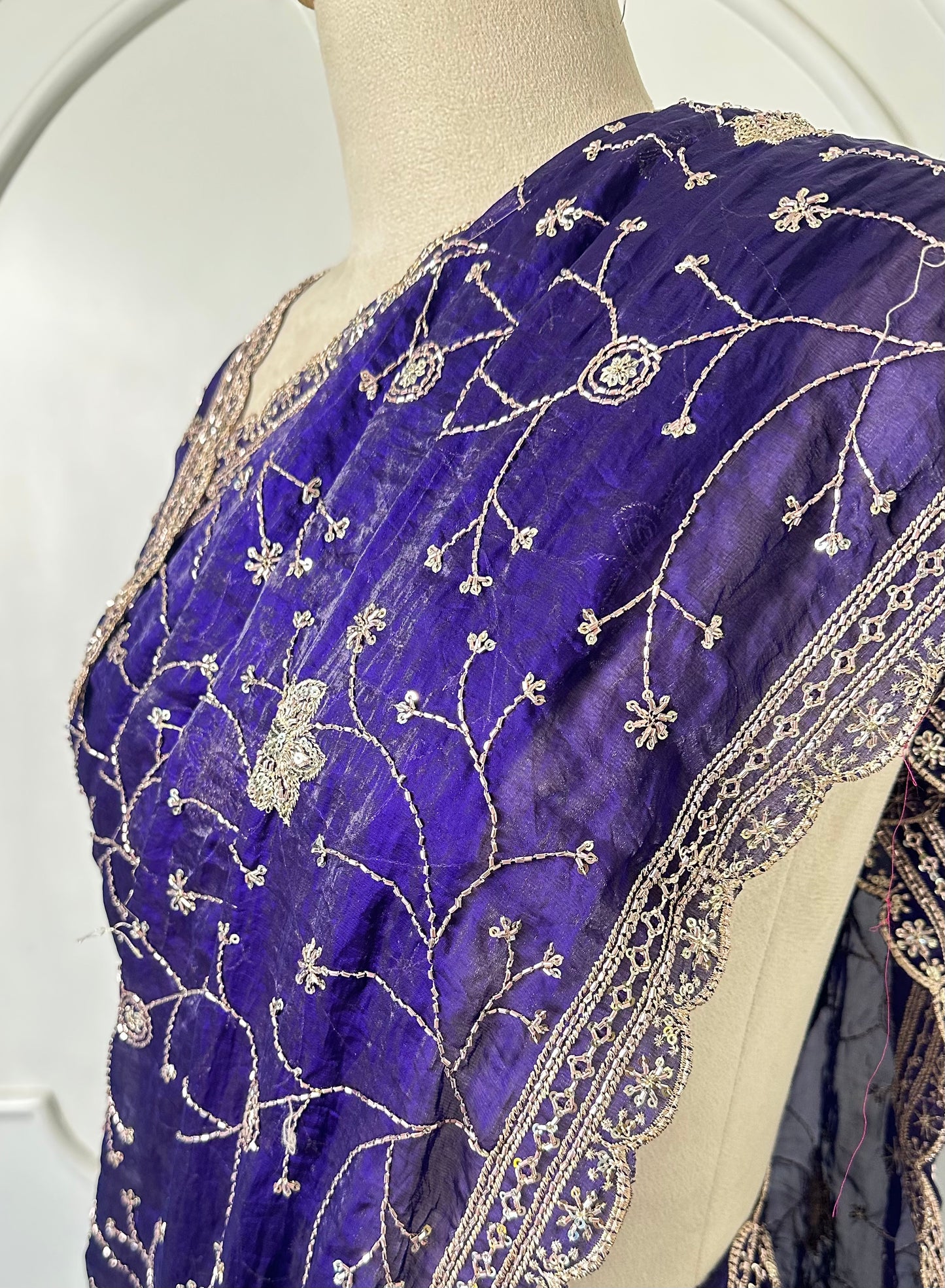 Royal Purple Embroidered Designer Saree
