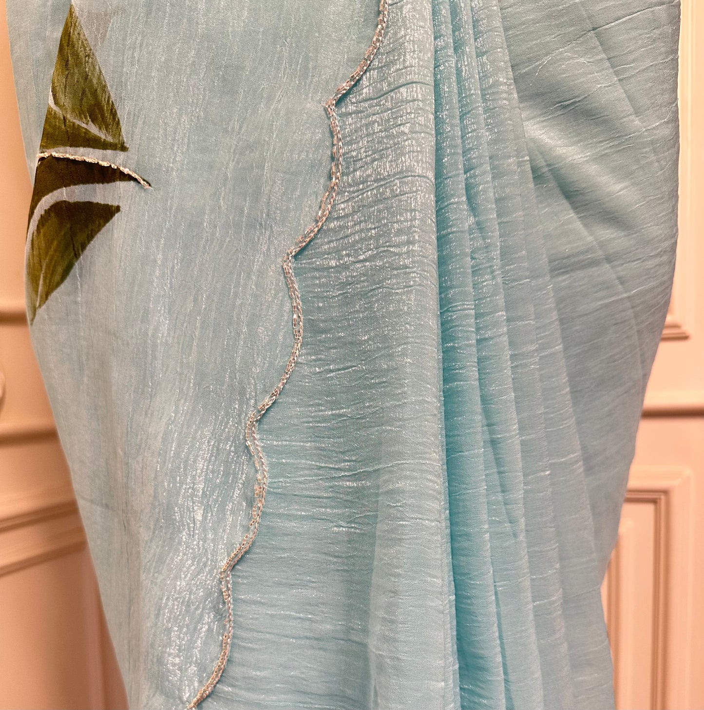 Sky Blue Floral Designer Saree