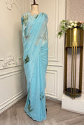 Sky Blue Floral Designer Saree