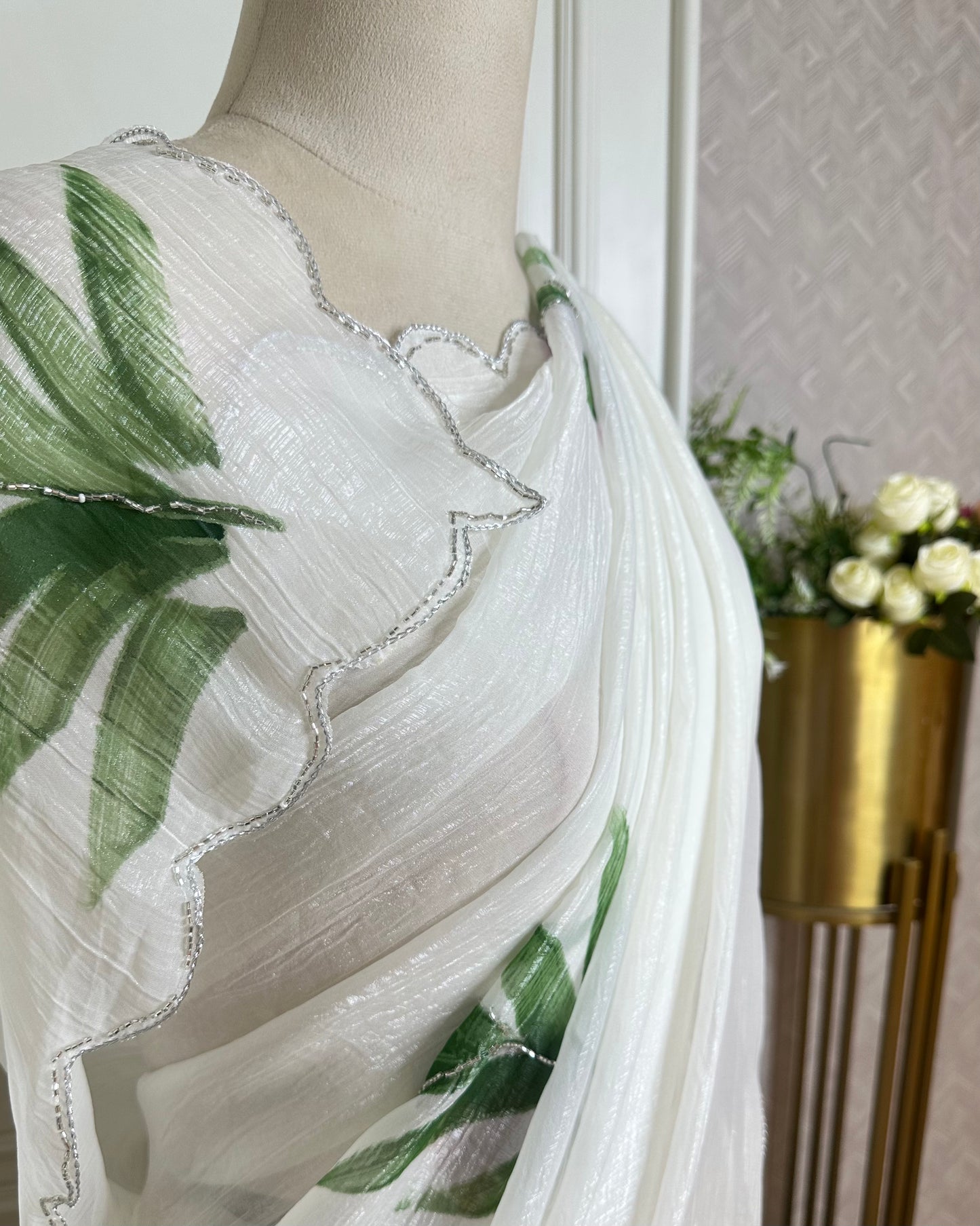 White Floral Designer Saree