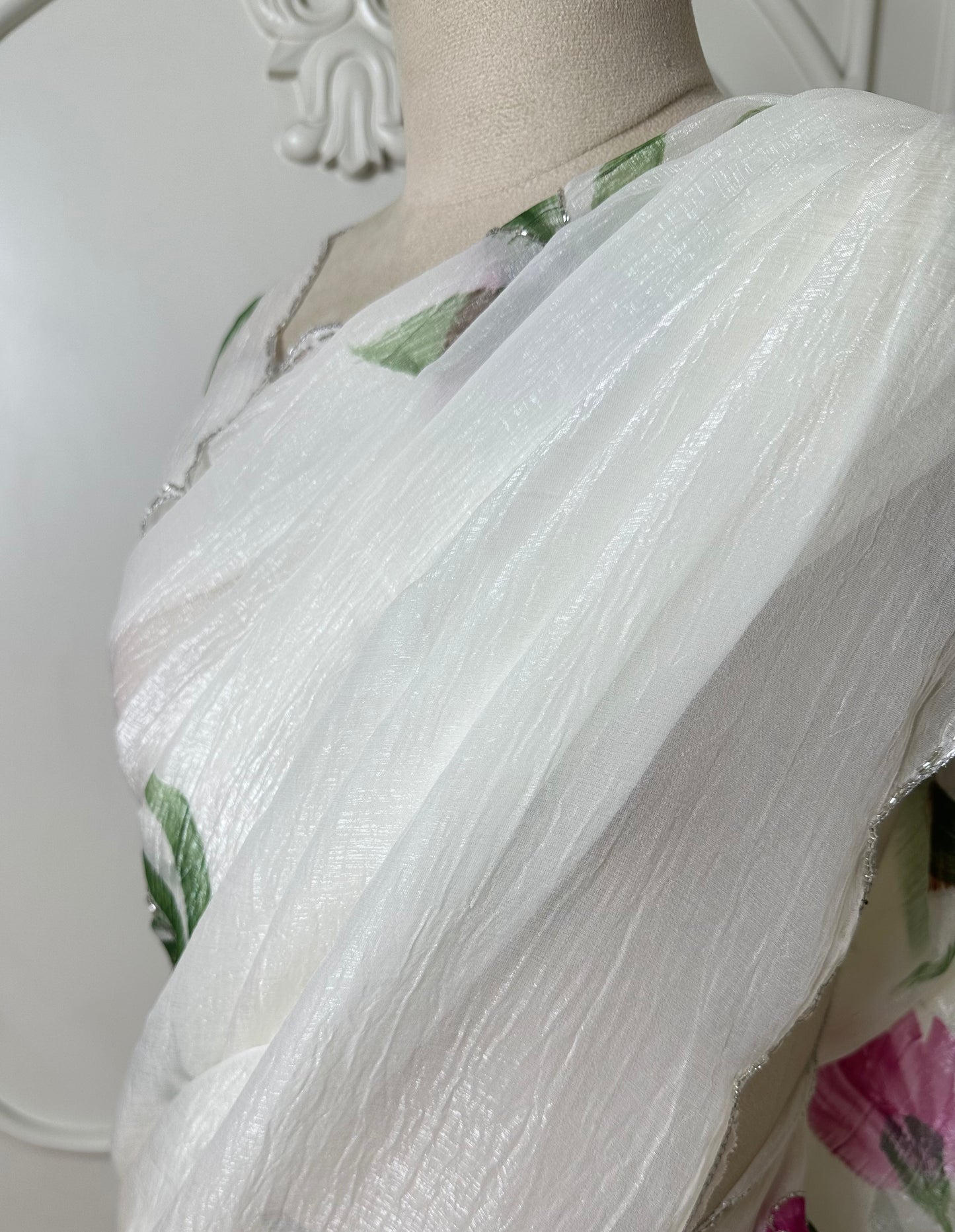 White Floral Designer Saree