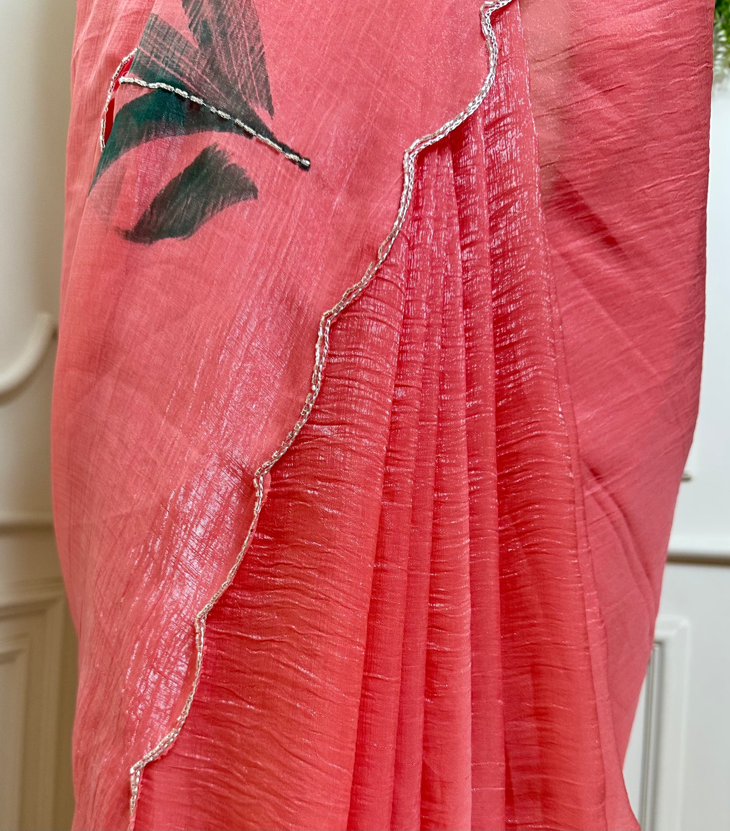 Peach Floral Designer Saree