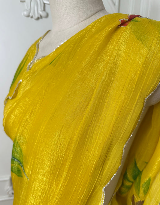 Sunshine Yellow Floral Designer Saree