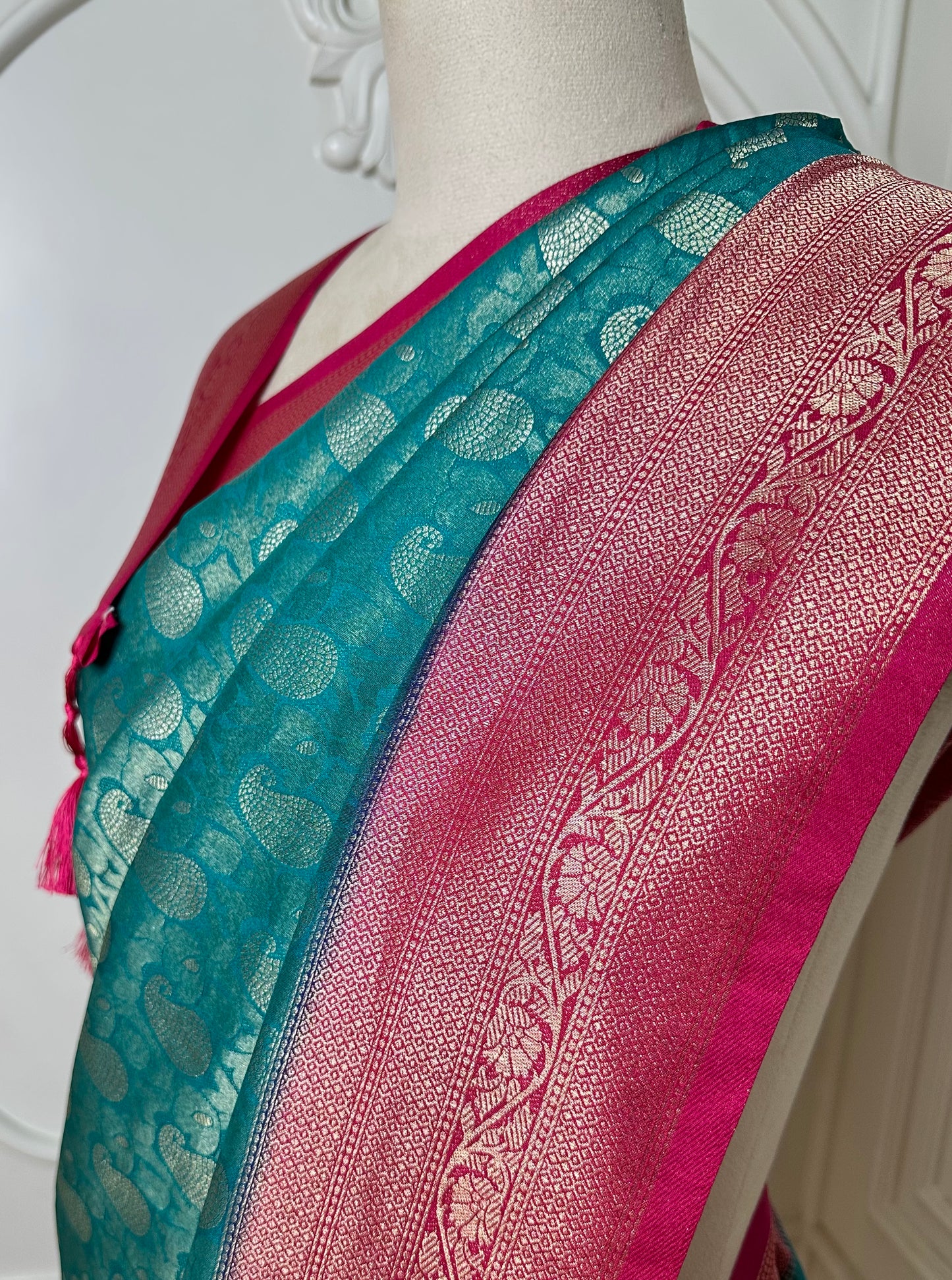 Turquoise Blue Banarasi Silk Saree