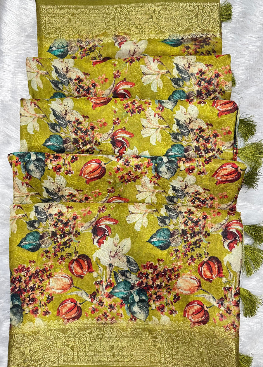Floral Designer Saree - front view