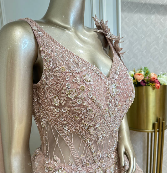Blush Pink Embellished Designer Gown