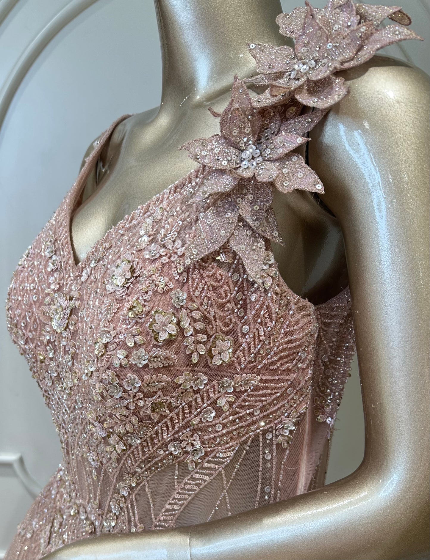 Blush Pink Embellished Designer Gown