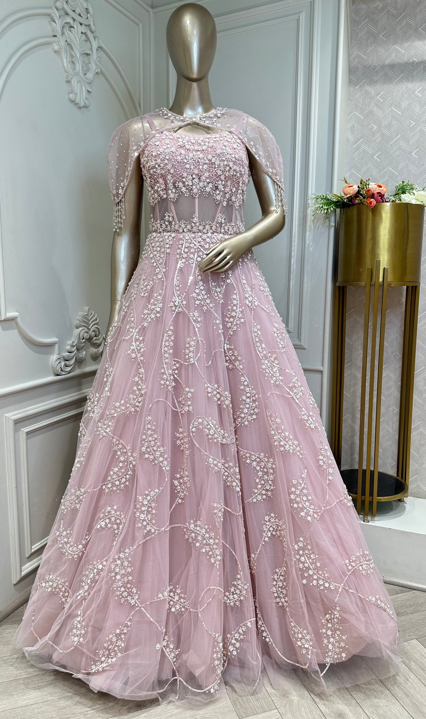 Blush Pink Embellished Ball Gown