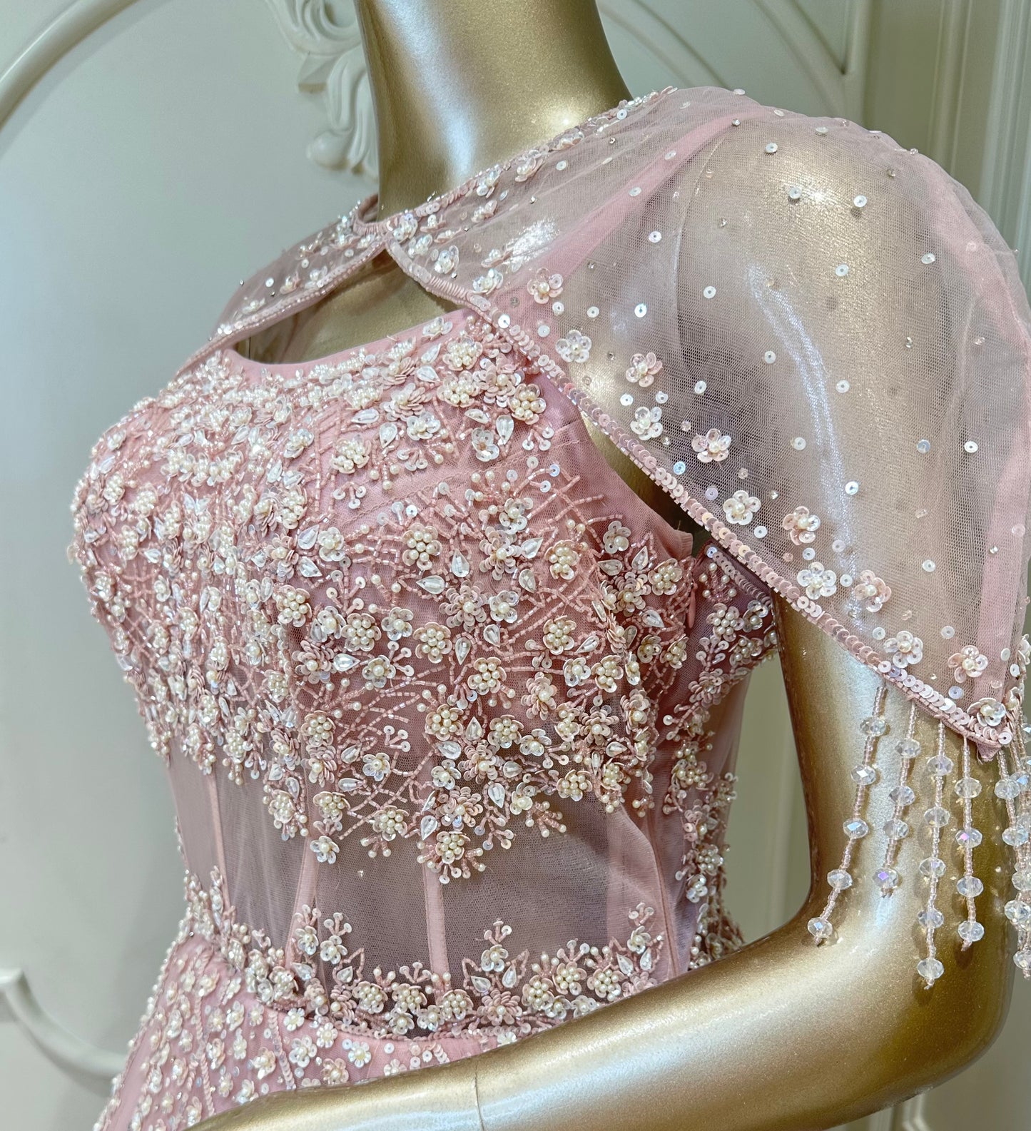 Blush Pink Embellished Ball Gown