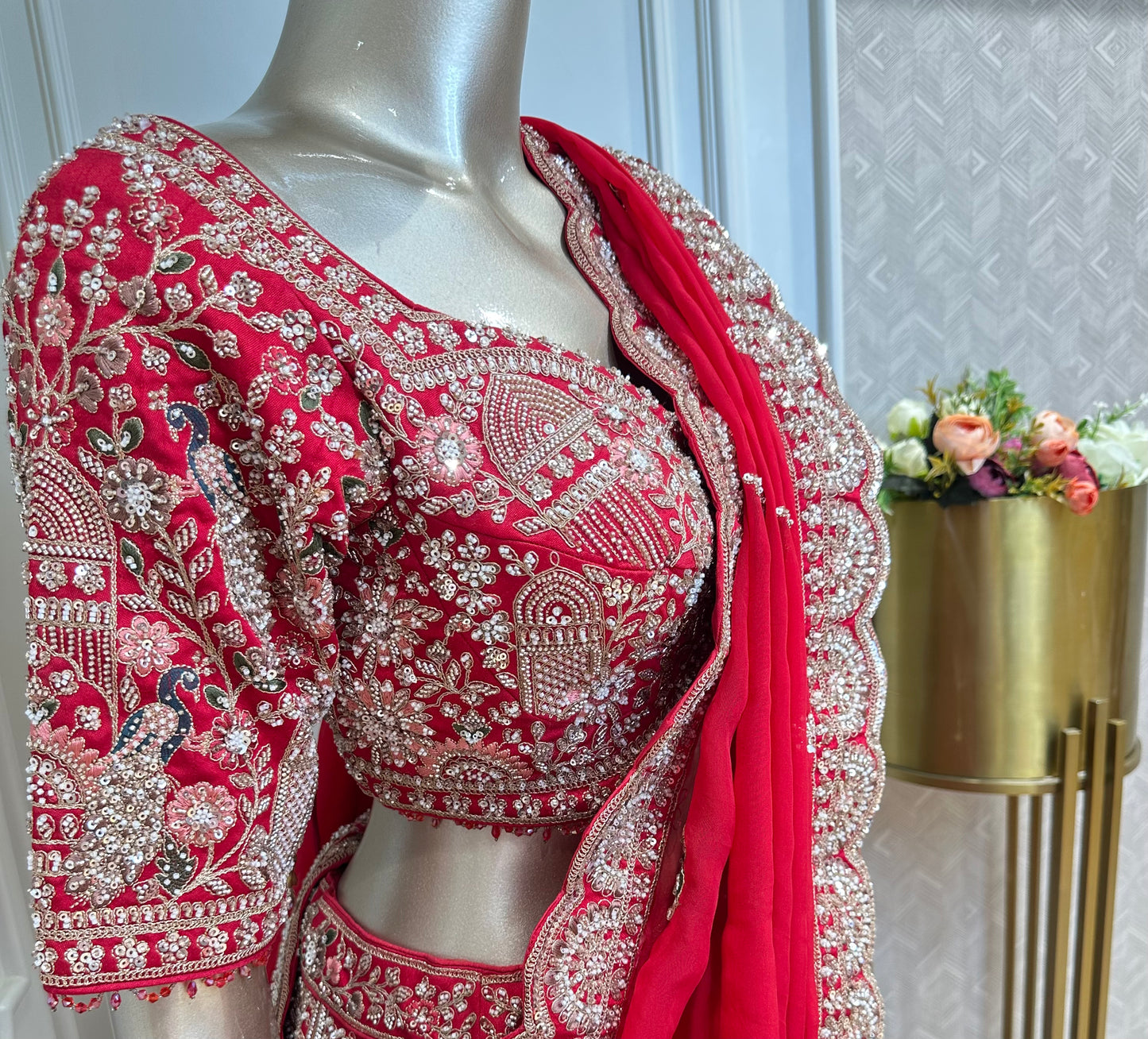 Ruby Red Bridal Lehenga Set