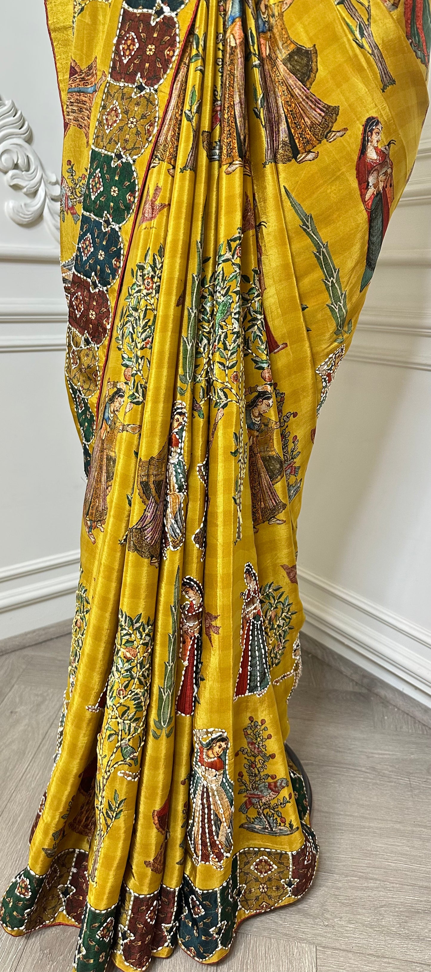 Mustard Heritage Print Saree