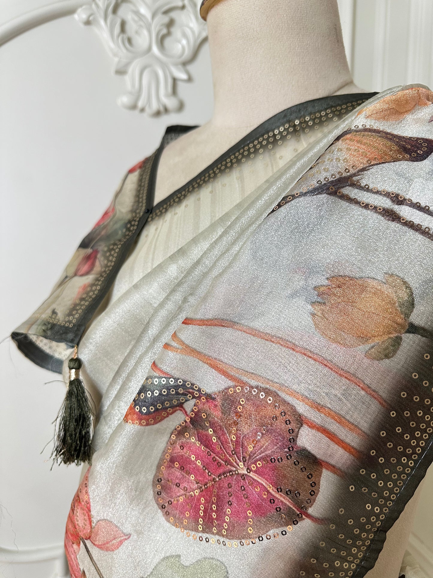 Ivory Floral Printed Saree